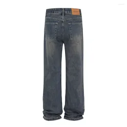 Men's Jeans Vintage Baggy Men Wide Leg Retro Dark Blue Denim Pants Straight Cut Oversize Casual Trousers Male