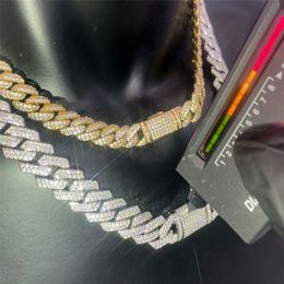 2024 Pass Diamond Tester 14mm Wide 2rows 925 Solid Silver with Gra Moissanite Diamond Cuban Link Chain for Rapper Hip Hop Necklace