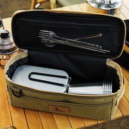 Storage Bags Kitchen Utensil Bag Portable Picnic BBQ Tableware Pouch Oxford Cloth Large Capacity Waterproof Outdoor Camping Supplies