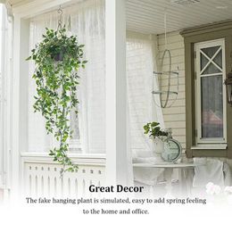 Decorative Flowers Artificial Plant Hanging Vine Potted Shelf Garden Wall Decoration