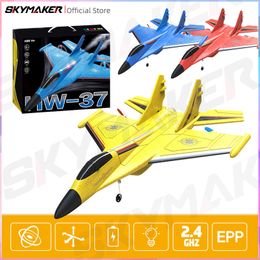 RC Aeroplanes Remote Control Glider Fighter Hobby RC Plane Hand Throwing Foam Aircraft Toys VS SU-27 for Boys Kids Children Gift