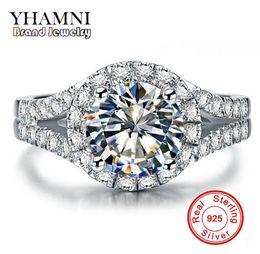 YHAMNI Real Solid 925 Silver Wedding Rings Jewellery for Women 2 Carat Sona CZ Diamond Engagement Rings Accessories XMJ5108407955