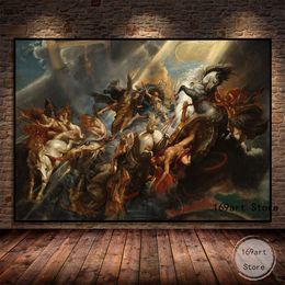 Abstract Greek Mythology God The Fall of The Giants Gods of Olympus Art Poster Canvas Painting Wall Art Print Picture Home Decor