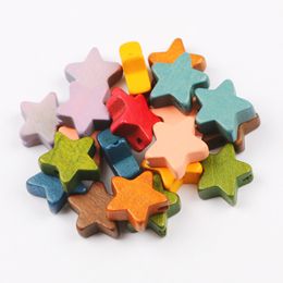 10pcs 15mm Natural Wood Star Beads Multicolor Loose Spacer Wooden Beads For Jewellery Making Diy Bracelet Accessories