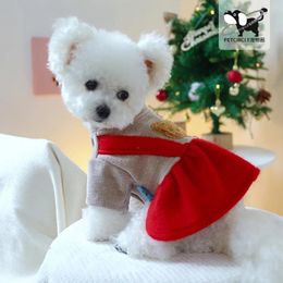 Dog Apparel Pet Clothes A Green Winter Cat Clothing Christmas Festival Bear Red Dress