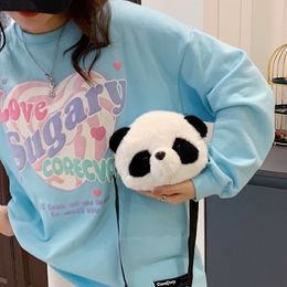 Cute Plush Crossbody Bag Panda Backpacks One Shoulder Diagonal Wallet Stuffed Animals Toy Coin Purse Kids Birthday Gift
