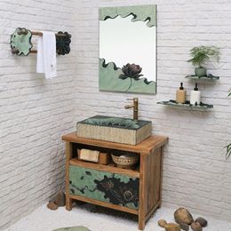 Art Bathroom Sinks Modern Simple Rectangular Washing Sinks Home Creative Lotus Leaf Washbasins Above Counter Basin