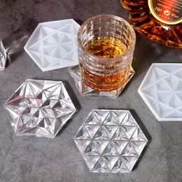 DIY Creative Hexagram Star Coaster UV Epoxy Silicone Mold Square Cup Pad Tea Coaster Handmade Crystal Casting Molds Resin Making