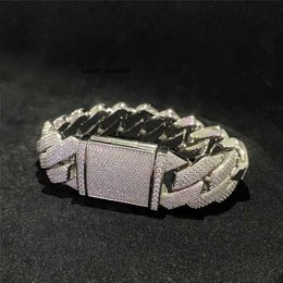 Vier Reihen Schweres Miami -Armband d Farbe VVS Moissanit Link Kette Solid Sier Hip Hop Männer Schmuck Kubanische Glieder