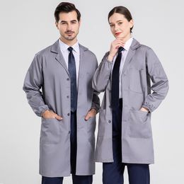 Anti Static Lab Coat Blue Women Men Lab Supplies Female Male Food Factory Uniforms Long Sleeve Electrical Robes Worker Uniforms