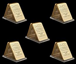 5pcs The Johnson Matthey JM Gold Plated Bullion Craft Souvenir Bar With Laser Serial Number7682475