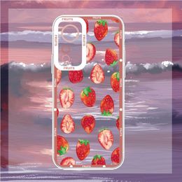 Strawberry Phone Case Fundas For Xiaomi Redmi Note 11 12 10 Pro Lite Proplus Pocox3GT F3 Transparent Soft TPU Cover