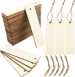 Blank Rectangle Wooden Tags Unfinished Nature Wood Slice DIY Crafts Bookmark Garment Clothing Tag Gift Bags Hanging Decor