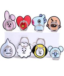 360 Degree BTS Cartoon Finger Ring Holder Phone Holders Stand cellphone accessories For Samsung S6 S10 With opp package9243732