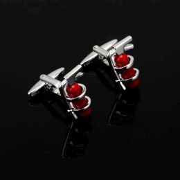 Cuff Links New 3D Red Hot Fire Extinguisher Cufflink for Men Shirt High Quality French Metal Cuff Button Sleeve Nail Jewellery Unique Y240411