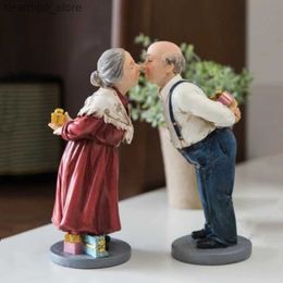 Arts and Crafts Resin Handicraft Artificial Fiure Sculpture Old Couple Old Man Couple Weddin Anniversary Decorative Fiurines Home Decoration L49