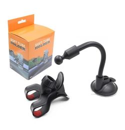Universal Windshield Car phone Mount holder Long Arm clamp with Double Clip Strong Suction Cup Phone Car cellphone Holder for smar8308409
