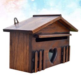 Vintage Wooden Wall Mounted Mailbox for Home or Office Retro Design with Large Capacity for Mails and Magazines