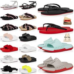 christians louboutins red bottom sandals slides 2023 Mit Box Designer Männer Frauen Leder Gummi Flip Flop Luxus Loafers Dias Luxus Sandale 【code ：L】