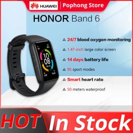 Watches Stock Honour Band 6 Smart Wristband 1.47inch AMOLED Colour Touchscreen Blood Oxygen Heart Rate Sleep Nap Stress Watch Face Store