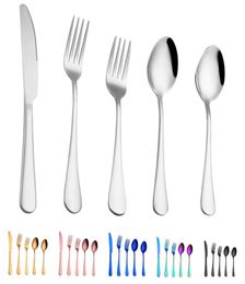 5 pcsset flatware sets 6 colors dinner set flatware fork knife spoon teaspoon sets elegant cutlery kitchen accessories7321424