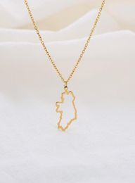 10PC Outline Republic of Ireland Map Necklace Continent Europe Country Dublin Pendant Chain Necklaces for Motherland Hometown Iris9132668