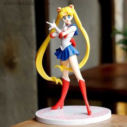 Action Toy Figures 17cm Cartoon Cute Girl Sailor Moon Animation Character PVC Model Kawaii Doll Desktop Decoration