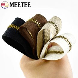 Meetee 2/4M 3# 5# Metal Zipper Tape Gold Teeth Decorative Zip Repair Kit Bag Jacket Clothes Pocket Sewing Supplies Accessories