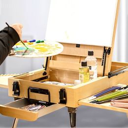 Sketching easel portable folding integrated picture box Outdoor sketching can store paint brush painting