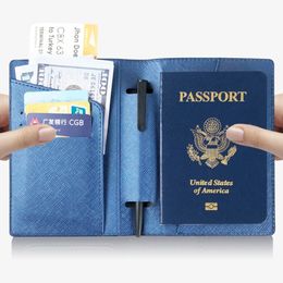 1set PU Leather Passport Cover for Women Men Wallet Bag Credit Card Holder Boarding Wallet Travel Accessories