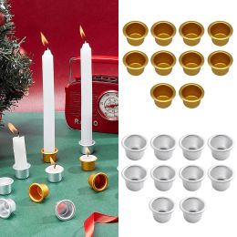10pcs Gold Colour Candle Cups Round Aluminium Reusable Candle Making Trays DIY Candlestick Accessory Home Decor Candles Container