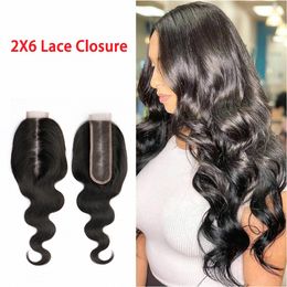 2x6 Lace Kim K Closure Pre Plucked Transparent Lace Closure Braziian Body Wave Human Hair Central Part Body Wave Lace Closure
