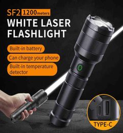 NATFIRE SF2 White Laser Flashlight LEP 1200 Meter Built in 21700 Battery Type C Rechargeable Tactical Military Search Flashlight W3305440