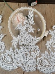 Delicate 1Yard 26cm wide Embroidery Ivory Fabric Flower Venise Venice Mesh Lace Trim Applique Sewing Craft for Wedding Dec.