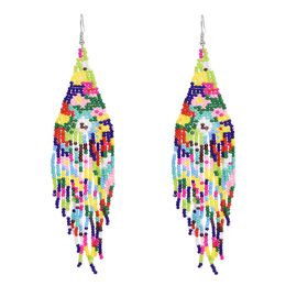 Handmade Beads Women Earrings Colourful Long Tassels Drop Dangle Indian Jhumka Bohemian Ethnic Pendants Earrings Female