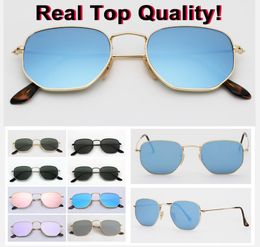 Real top quality square 3548 Hexagonal Metal brand sunglasses flat glass lenses 51mm size with packages everything pink mercury si4428170