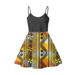 Casual Dresses Hawaii Samoa 2024 Design Tattoo Printing Theme Halter Dress Summer Sexy Fashion Beach Oversized Women O Collar