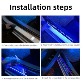 Customised Car door Sill light logo Projector lamp Power Moving LED Welcome Pedal Scuff Plate Pedal APP Control Symphony