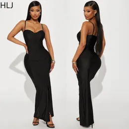 Casual Dresses HLJ Sexy Bodycon Slit Party Club Suspended Dress Women Thin Strap Sleeveless Fashion Female Solid Color Vestidos