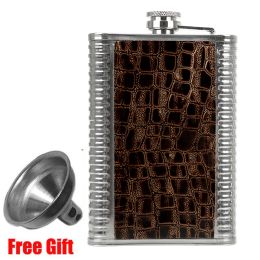 Leather Hip Flask Funnel Wine Pocket Flask 8Oz Pocket Whisky Alcohol Vodka Liquor Bottle Personalized Flaskes Gift Man Flagon