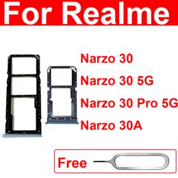 SIM Card Socket For Realme Narzo 30 30Pro Narzo 30A 4G 5G Dual Sim Card Tray Reader Holder Slot Replacement Parts