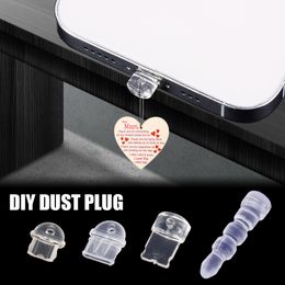 DIY Dust Plug with Hole for Mobile Phone Pendant Transparent Charging Port Stopper IOS Android Type C 3.5mm Dust Plugs