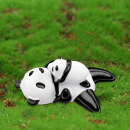 Panda Figurine Cute 3D Miniature Gardening Doll Resin Craft Ornament Dollhouse Animal Figure Micro Landscape Garden Decoration