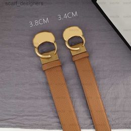 Belts Luxury Designer Belts For Women Fashion Girdle Mens Belt BiG Gold Smooth Buckle Womens Waistband Width 38mm 34mm Cintura Top Y240411