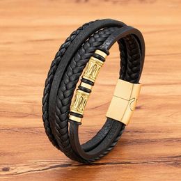 Charm Bracelets TYO Multi-layer Braid Leather Bracelet Jewellery 3 Colours Stainless Steel Beading Magnet Buckle Men Accessories Bangle Gift