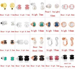 stud 2021 100 925 sterling silver cute bear earrings fashion classic perforated earrings jewelry manufacturer whole76882424322039