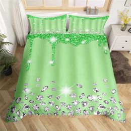 Colorful Glitter Duvet Cover Bling Party Decorations Bedding Set Diamond Quilt Cover with Pillowcase for Boys Girls Kids Adults