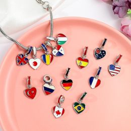 14 Countries Flag Small Charms USA/ES/UK/FR/CA/IT Flag Pendant for DIY Bracelets Necklace Making for Handmade Jewelry Accessory