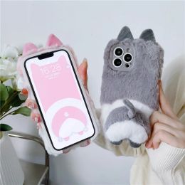 3D Cute Corgi Soft Squishy Butt Phone Case For Apple iPhone 14 15 Pro Max Case 13 12 11 X XS XR 7 8 Plus Plush Soft Cover Coque