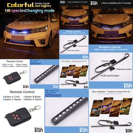 Tcact Car Accessories RGB LED Knight Rider Net Lights with Remote Control 56cm Strip Light for 6 7 Golf 4